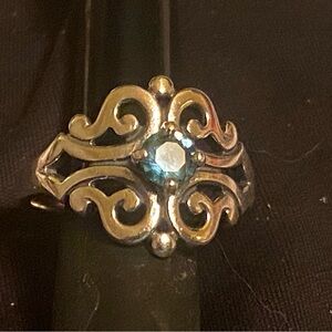 James Avery Sterling Silver Spanish Lace Blue Topaz Birthstone Ring Size 9.5